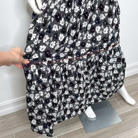 WARM Clothing Big Love Floral Print Tie Strap Tiered Maxi Dress Size 2/M