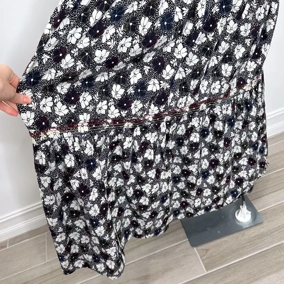 WARM Clothing Big Love Floral Print Tie Strap Tiered Maxi Dress Size 2/M
