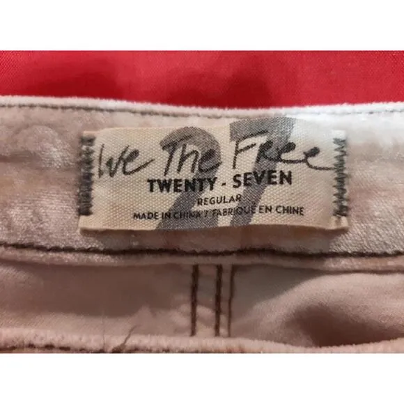 We The Free First Class Relaxed Flock Jeans Light Pink 27R $248