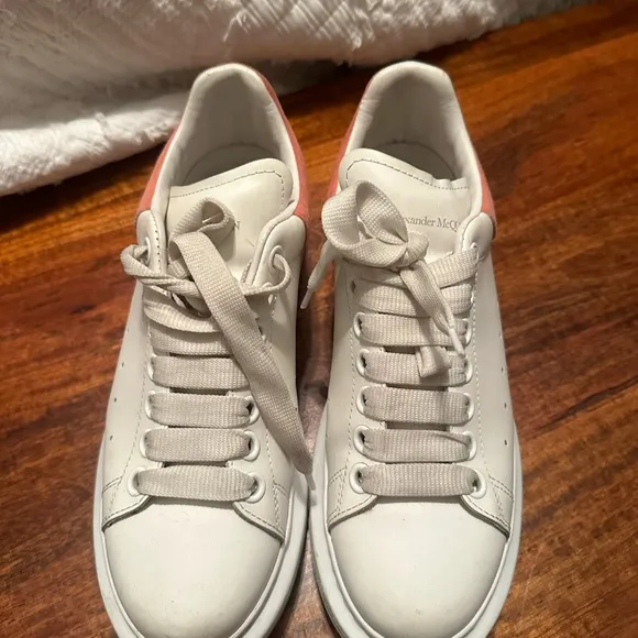 White and Pink Platform Sneakers