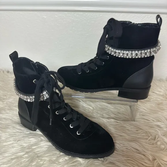 White House Black Market Hasley Velvet Combat Boots