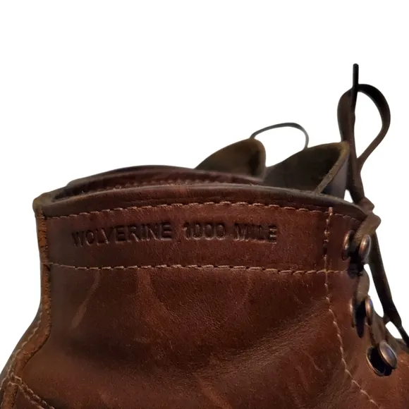 Wolverine 1000 Mile Boot Brown Leather Lace-Up Combat Boots Women's Size 8.5B