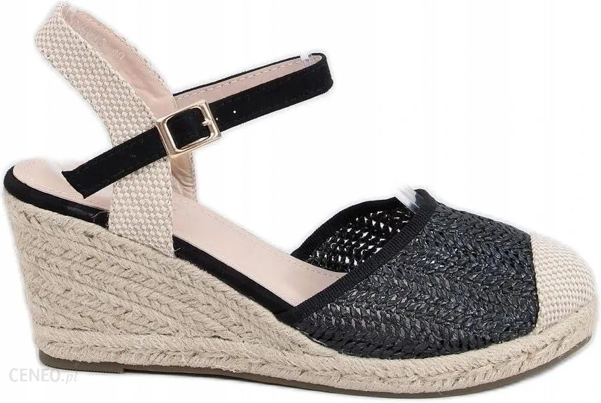 Woman's Black Weaved Design Espadrilles