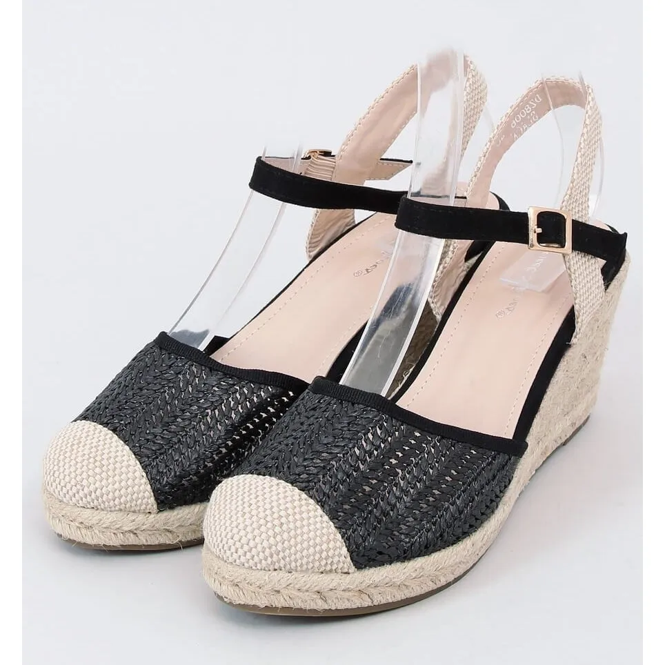 Woman's Black Weaved Design Espadrilles