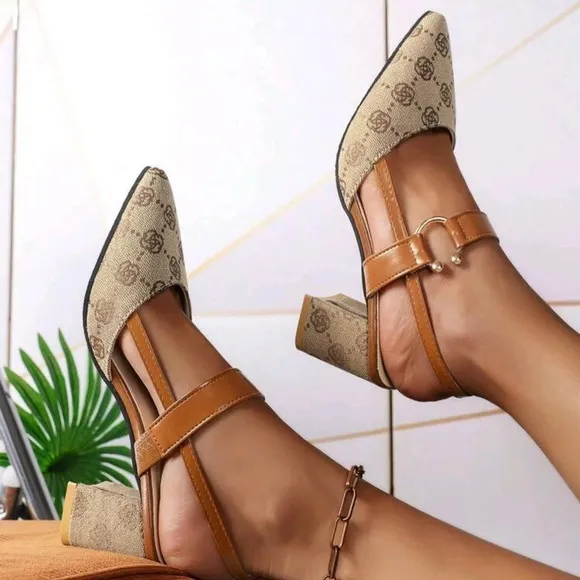 Women Spring And Autumn Square Weave Air Permeable Linen High-Heel Sandals