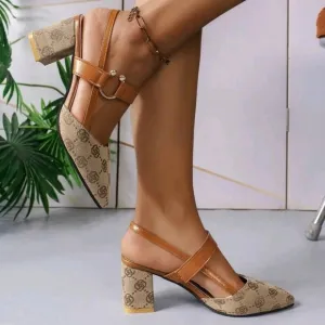 Women Spring And Autumn Square Weave Air Permeable Linen High-Heel Sandals