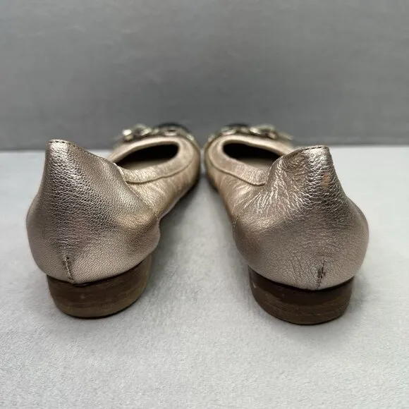 Womens 6.5 / EU 36.5 AGL Monika Cap Toe Rose Gold Leather Ballet Flats Italian