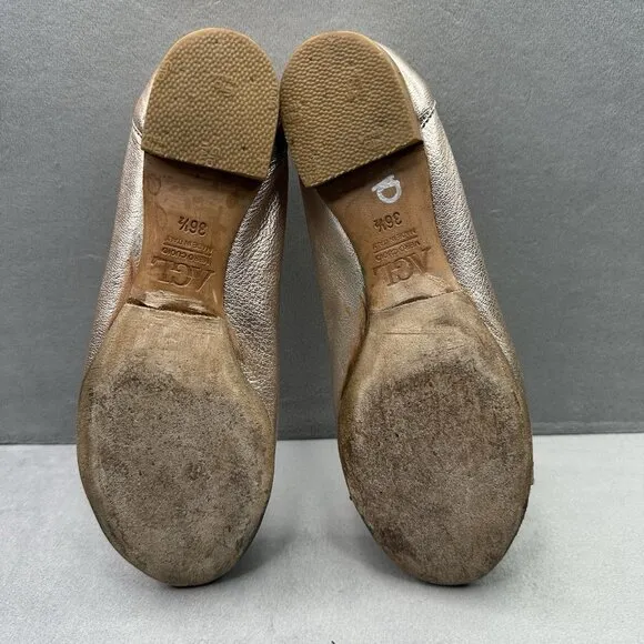 Womens 6.5 / EU 36.5 AGL Monika Cap Toe Rose Gold Leather Ballet Flats Italian