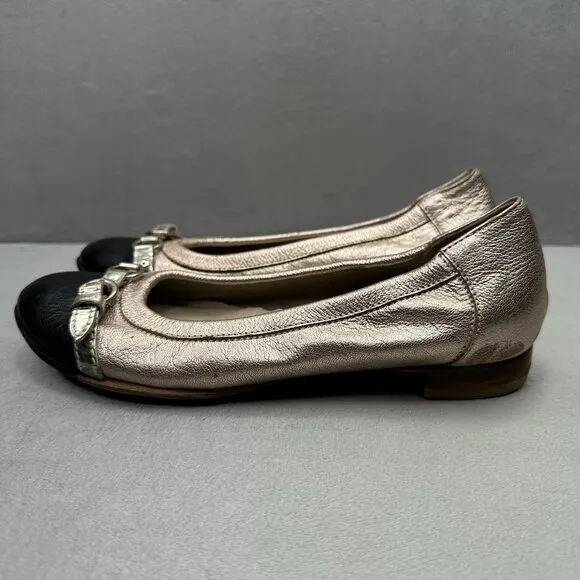 Womens 6.5 / EU 36.5 AGL Monika Cap Toe Rose Gold Leather Ballet Flats Italian