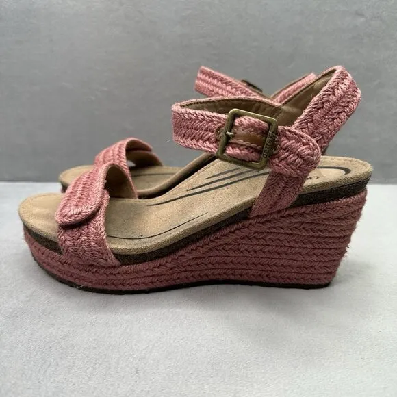 Womens 9-9.5 Aetrex Sydney Espadrille Wedge Quarter Strap Azalea Pink Sandals