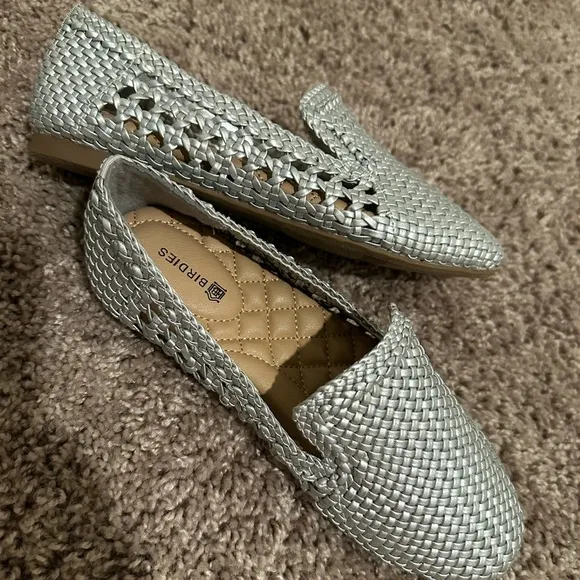 Women’s Birdies The Starling Silver Woven Slip On Vegan Leather Loafers