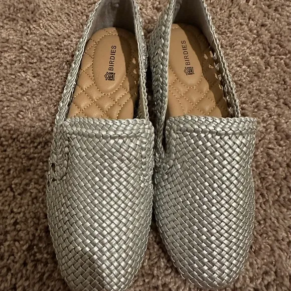 Women’s Birdies The Starling Silver Woven Slip On Vegan Leather Loafers