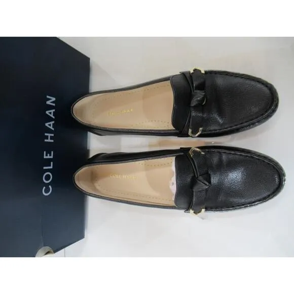 Women's Cole Haan Evelyn Bow Driver Moccasin Loafer Shoes Leather Black Size 9