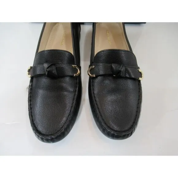 Women's Cole Haan Evelyn Bow Driver Moccasin Loafer Shoes Leather Black Size 9