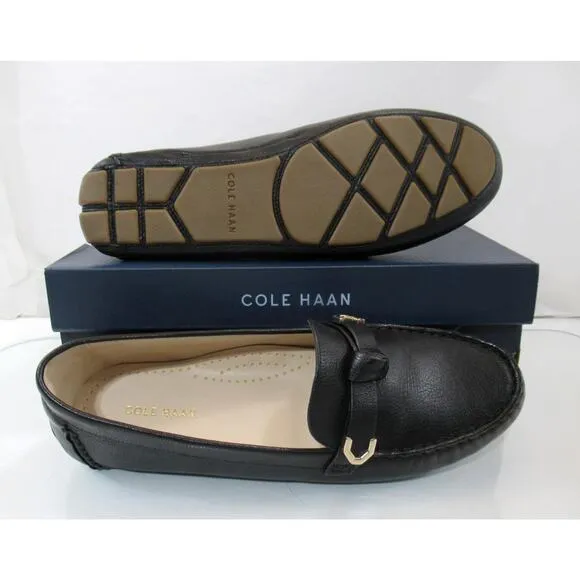 Women's Cole Haan Evelyn Bow Driver Moccasin Loafer Shoes Leather Black Size 9