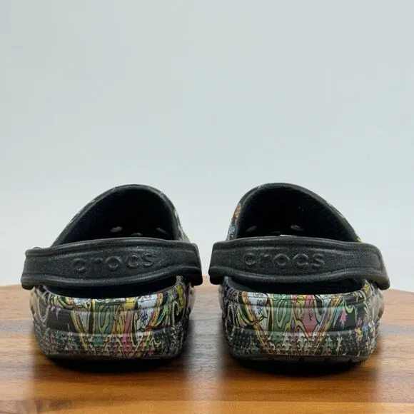Womens Crocs Classic‎ Black Hogwarts Harry Potter Sandals Clogs Shoes Size 8 M