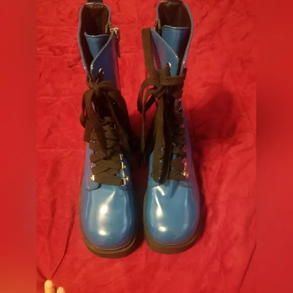 Women's Current Mood Size 8M Combat Boots Blue Platform