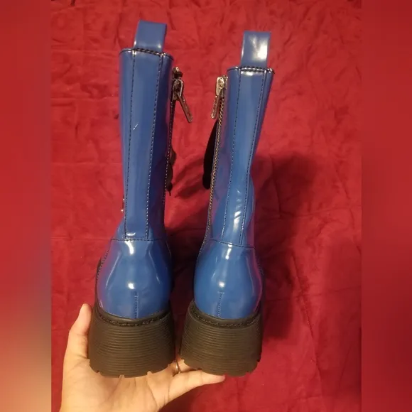 Women's Current Mood Size 8M Combat Boots Blue Platform
