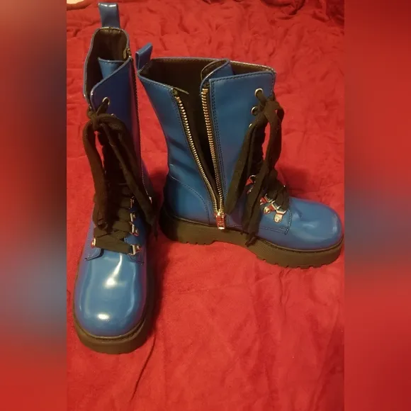 Women's Current Mood Size 8M Combat Boots Blue Platform