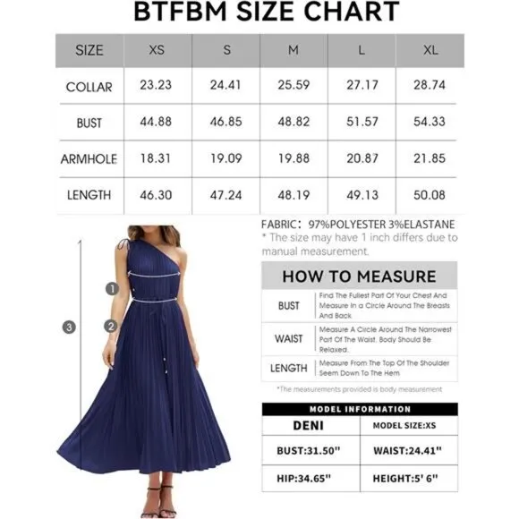 Women's Drawstring One Shoulder Maxi Dresses Solid Navy
