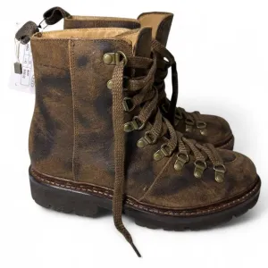 Women's Grenson Nannette Hiker Combat Boot UK 4.5 Brown Distressed Leather NWOT