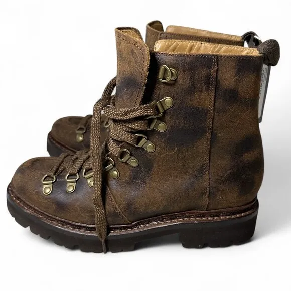 Women's Grenson Nannette Hiker Combat Boot UK 4.5 Brown Distressed Leather NWOT