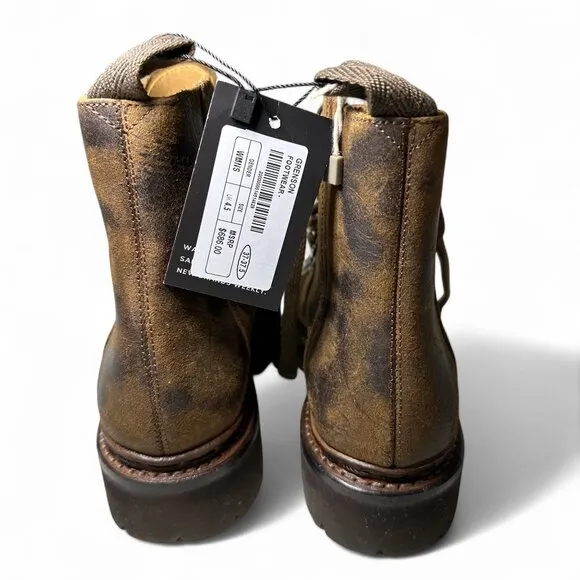 Women's Grenson Nannette Hiker Combat Boot UK 4.5 Brown Distressed Leather NWOT