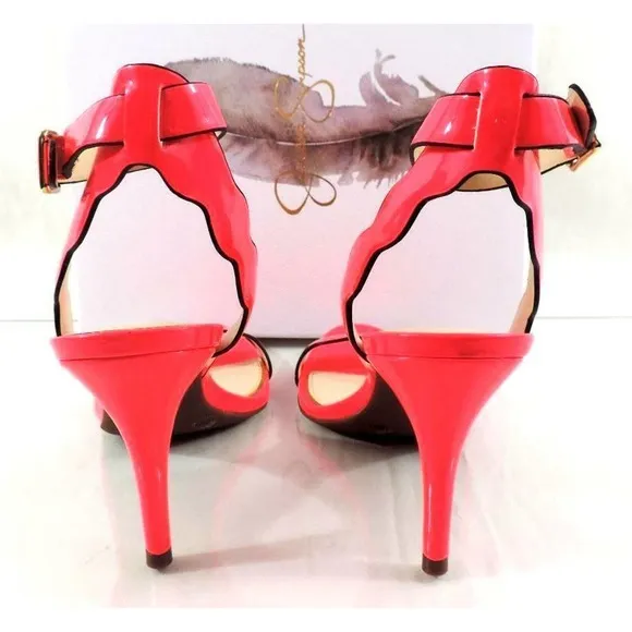 Women's Jessica Simpson Morena Ankle Strap Sandals Heels Pink Patent Size 7.5