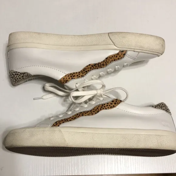 Women’s Madewell Sidewalk Low-Top Calf Hair Animal Print Leather Sneakers Size 8