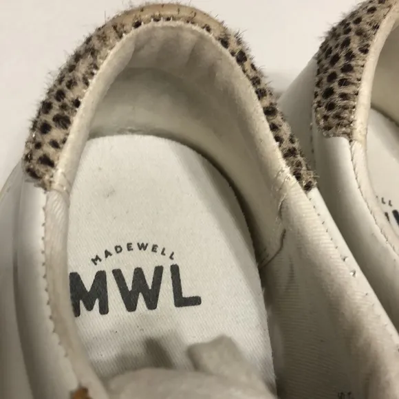 Women’s Madewell Sidewalk Low-Top Calf Hair Animal Print Leather Sneakers Size 8