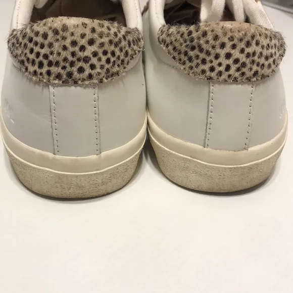 Women’s Madewell Sidewalk Low-Top Calf Hair Animal Print Leather Sneakers Size 8
