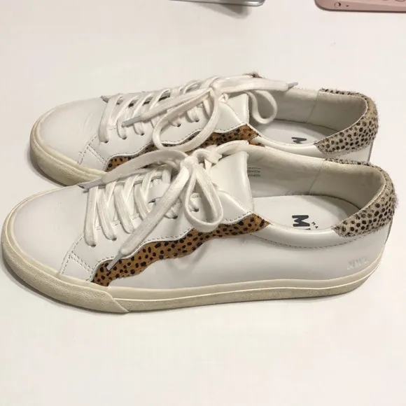 Women’s Madewell Sidewalk Low-Top Calf Hair Animal Print Leather Sneakers Size 8