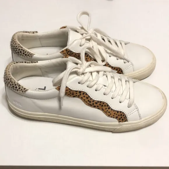 Women’s Madewell Sidewalk Low-Top Calf Hair Animal Print Leather Sneakers Size 8