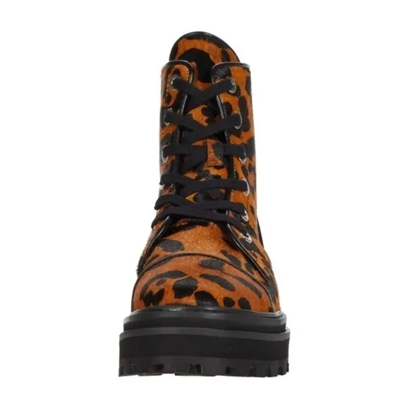 Women's Maylova Leopard Print Calf Hair Platform Booties NWOB