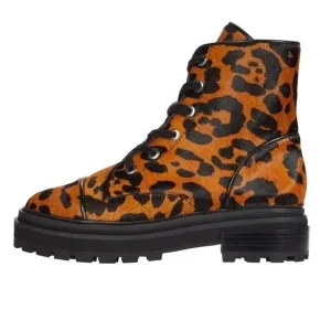 Women's Maylova Leopard Print Calf Hair Platform Booties NWOB