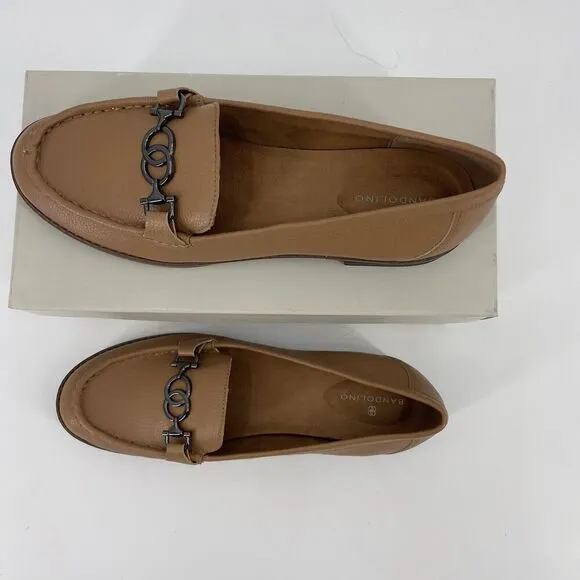 Women's New Bandolino Qadan Brown Vegan Nappa Leather Loafer Flats Shoes 9.5M