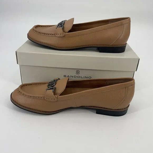 Women's New Bandolino Qadan Brown Vegan Nappa Leather Loafer Flats Shoes 9.5M