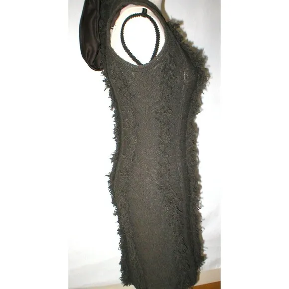 Womens NWT $298 Worth New York XS P Dress Coco Dark Brown Fringe Sleeveless Knit