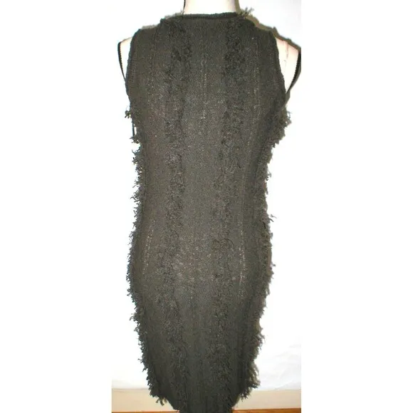Womens NWT $298 Worth New York XS P Dress Coco Dark Brown Fringe Sleeveless Knit