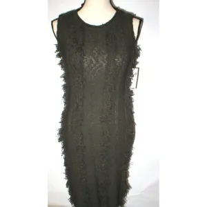 Womens NWT $298 Worth New York XS P Dress Coco Dark Brown Fringe Sleeveless Knit
