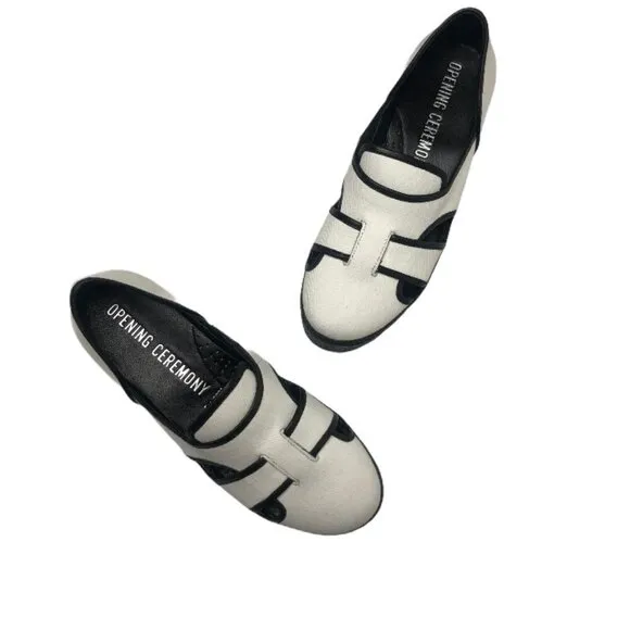 Women's Opening Ceremony Binx White Canvas Slip On Platform Sneakers Siz…