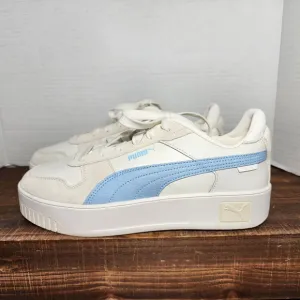 Women's Puma Sneakers, White &amp; Light Blue, Size 11 - Carina Street