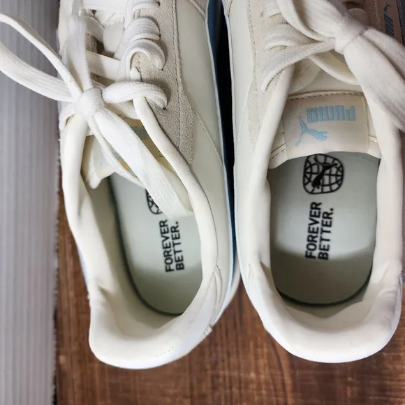 Women's Puma Sneakers, White &amp; Light Blue, Size 11 - Carina Street