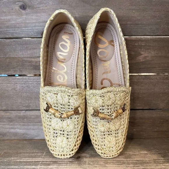 Womens‎ Sam Edelman Lowell Beige Woven Slip On Casual Loafers Shoes Size 5 M GUC