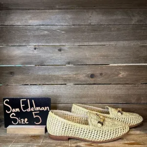 Womens‎ Sam Edelman Lowell Beige Woven Slip On Casual Loafers Shoes Size 5 M GUC