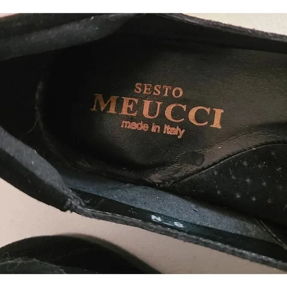 WOMEN'S SESTO MEUCCI BLACK SUEDE KILTIE FLATS LOAFERS SHOES SZ 8N