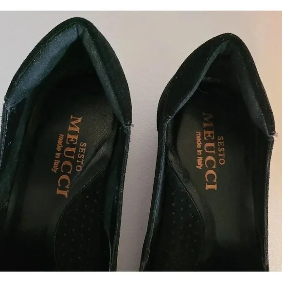 WOMEN'S SESTO MEUCCI BLACK SUEDE KILTIE FLATS LOAFERS SHOES SZ 8N
