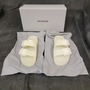 Women's Size 37 Balenciaga Transparent Slide Sandals Dual Buckle w/Bags and Box
