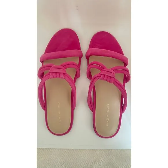 Women’s Stuart Weitzman Pink Knot Slide Sandals – Suede Strappy Flats