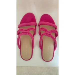 Women’s Stuart Weitzman Pink Knot Slide Sandals – Suede Strappy Flats
